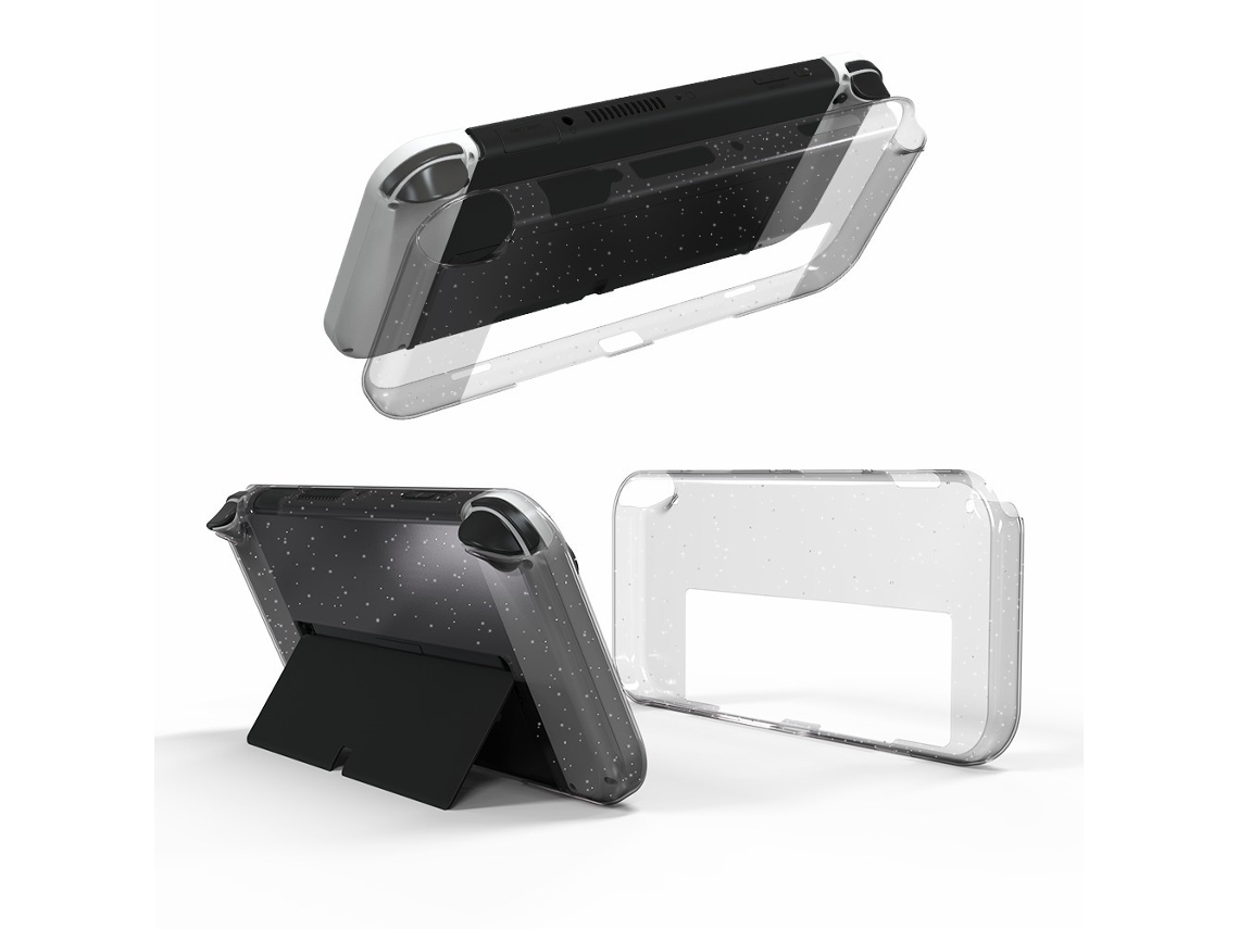Capa OLED para Nintendo Switch com TPU transparente e glitter BRILVIBERA