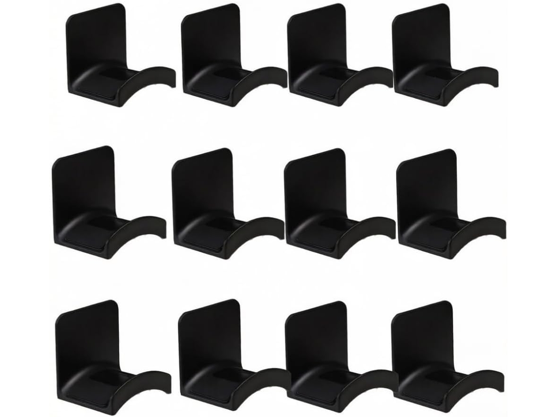 Suportes De Parede Para Fones Ouvido Kaiyo, Pacote Com 12 Unidades, Autoadesivos, Sem Necessidade De Furar, Pretos, 9x 6