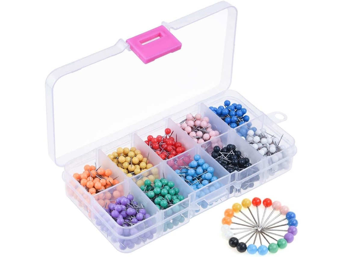 Kuuqa 1000 Peças De Tachinhas Para Mapa 1/20,3 Cm Em 10 Cores (100