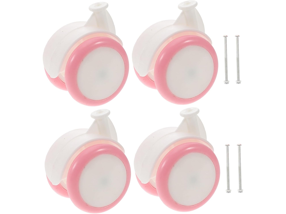Rodas Universais para Andador Infantil, Conjunto de 4 Rodas de Plástico e Borracha, Rosa, CHABERLU