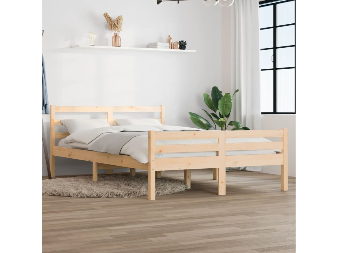 Vidaxl Estrutura De Cama King 150x200 Cm Madeira Maciça