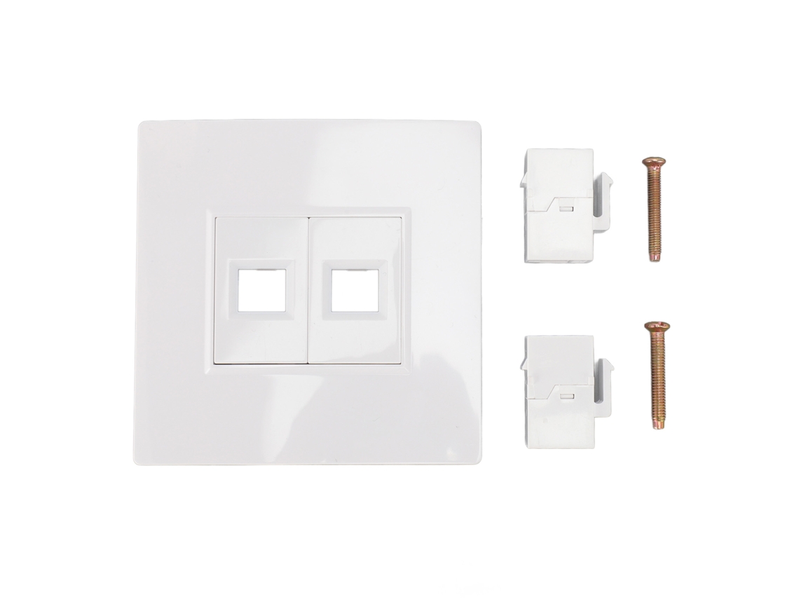 Placa de Parede Ethernet Cat 6 com 2 Portas