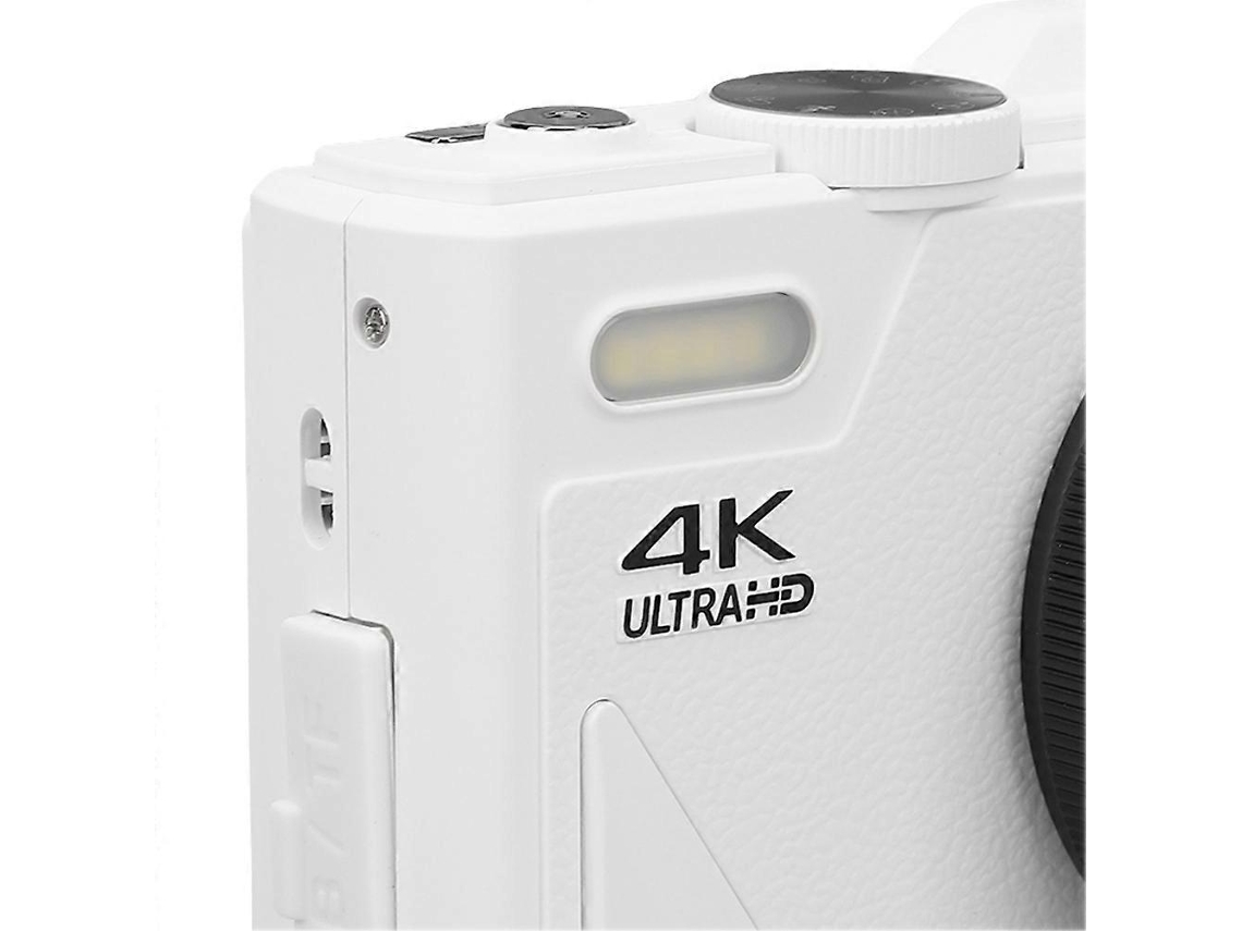 Câmera Digital Retrô De 64mp Com Estabilização, Função De Pausa De Vídeo E Tela Ips De 3 Polegadas, Ideal Para Vlogs, Na Cor Branca.