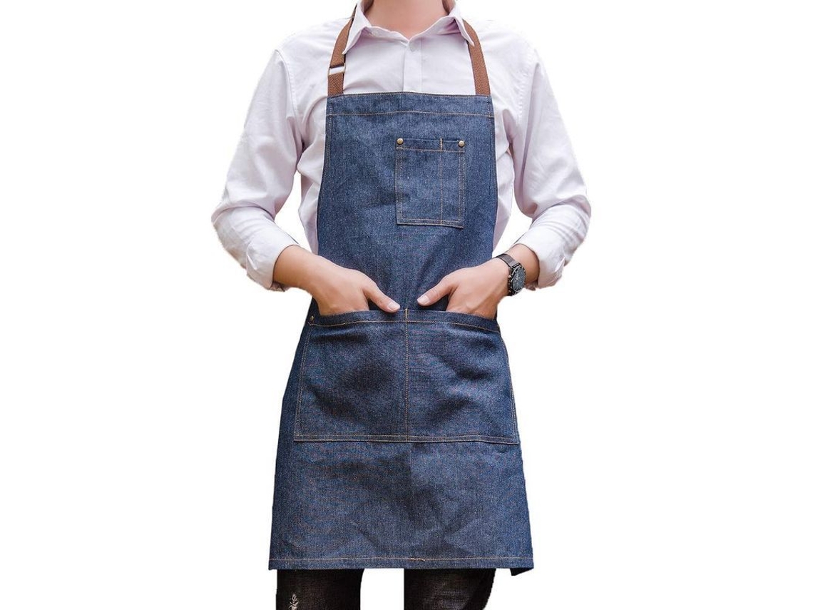 Delantal Vaquero Unisex Ajustável Com Múltiplos Bolsos Para Cozinha, Churrasco, Estúdio 2025