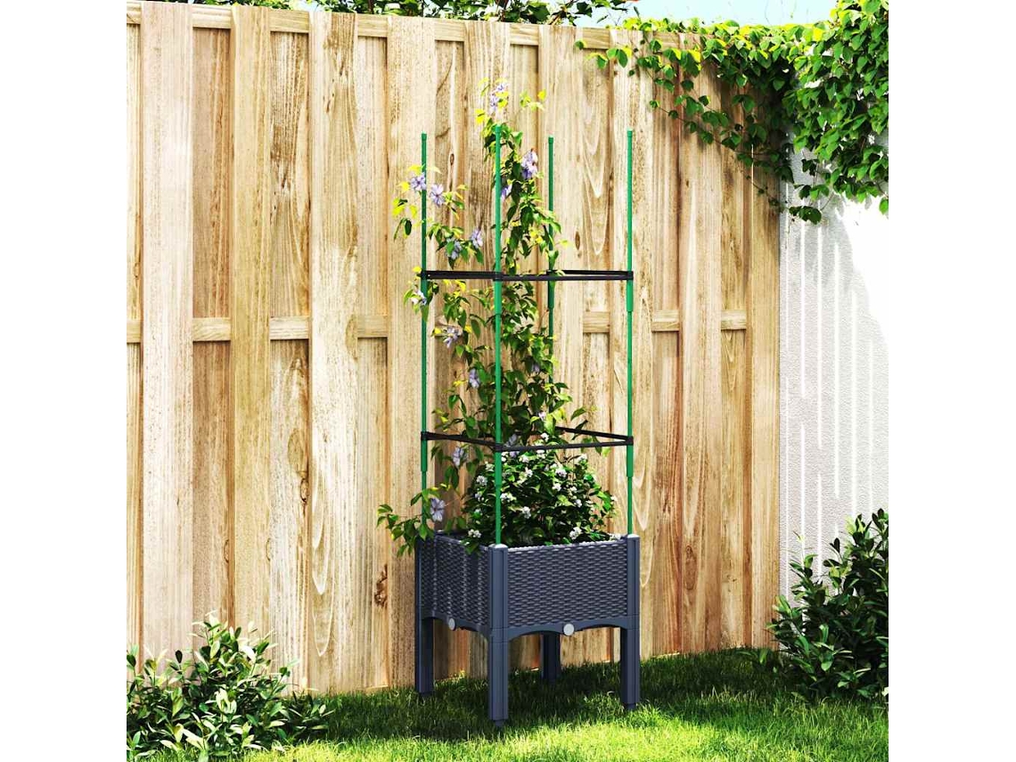 Vidaxl Vaso/floreira De Jardim C/ Treliça 40x40x142,5 Cm Pp Cinzento Azul