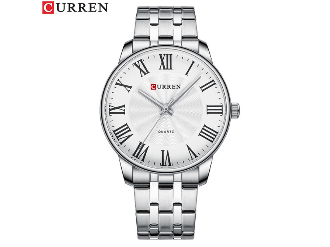 Relógio de Quartzo Masculino Casual com Grande Mostrador, Números Romanos, Pulseira de Aço e Design Minimalista MDUG (bronze Branco)