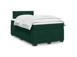 Vidaxl Cama Boxspring Com Colchão 120x200 Cm Veludo Verde-escuro