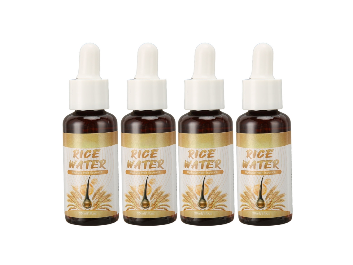 4pcs Sérum Capilar De Crescimento Com Água De Arroz Para Reduzir Pontes Quebradas, Hidratação E Nutrição 30ml