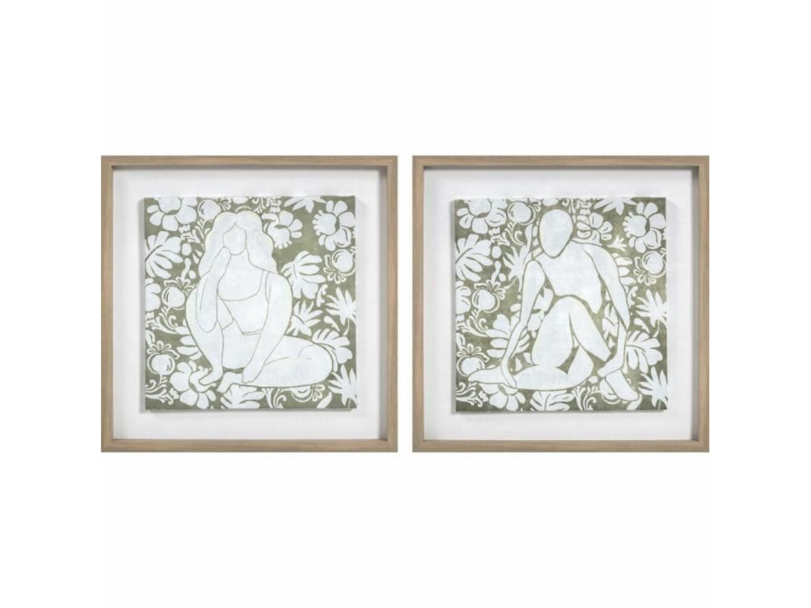 Quadro Decorativo - 42 X 3 X 42 Cm - Design Escandinavo - Lote De 2 - Flores
