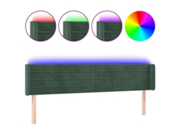 Cabeceira de Cama com Luzes Led Veludo Verde Escuro MAISON EXCLUSIVE (163x16x78 cm)