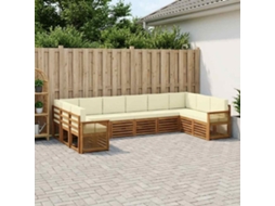 Vidaxl Conjunto De Sofá Sectional Com Almofada 7 Pcs Natural E Creme