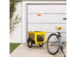 Vidaxl Reboque Bicicleta P/ Animais Tecido Oxford/ferro Amarelo/preto