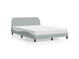 Vidaxl Cama Com Colchão Dover 140x190 Cm Veludo Cinzento-claro