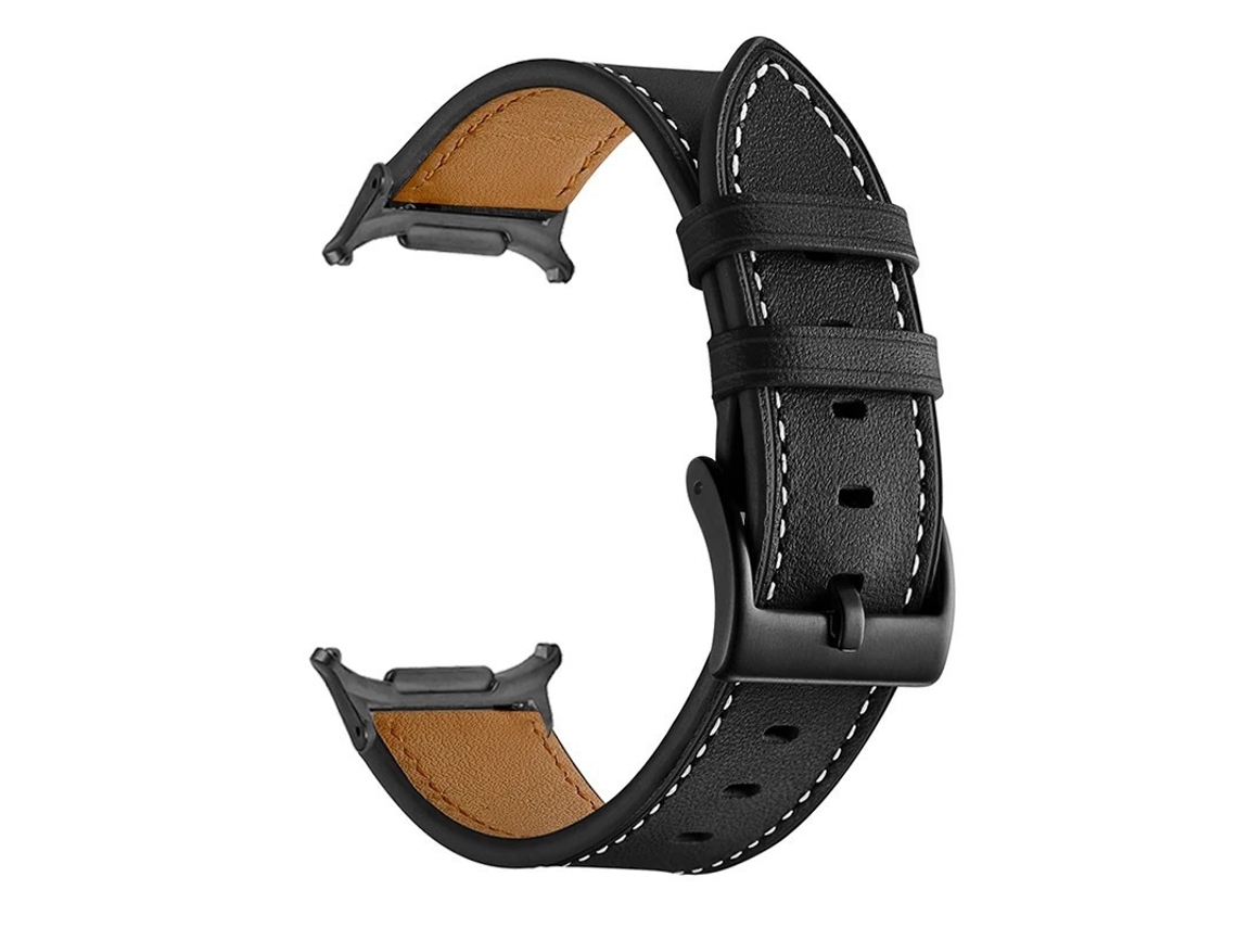 Alça De Pulso Especial Para Pulseiras De Couro Costuradaspreto Com Conector Preto Galaxy Watch7 Ultra Yunzii (20mm)