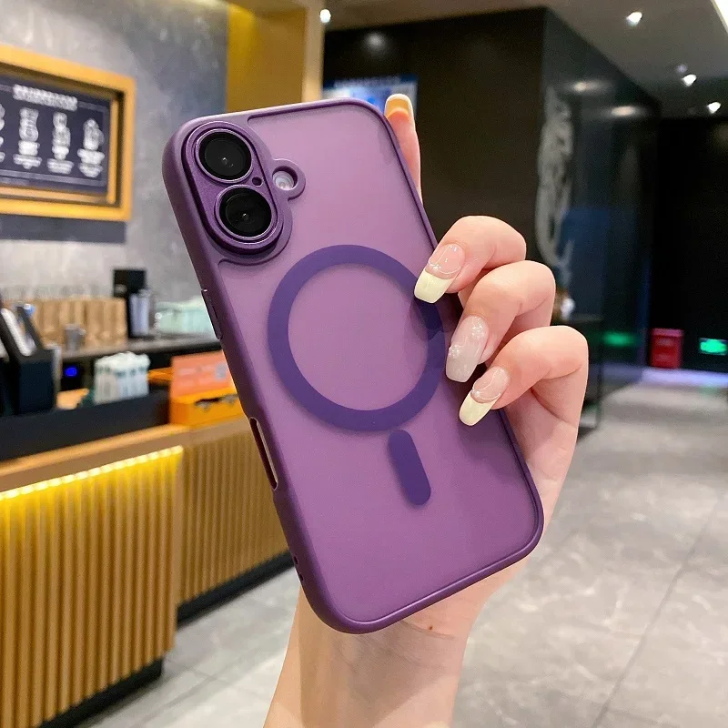 Capa Fosca Para Iphone 16 (roxo Escuro), Resistente A Impactos, Com Estrutura Protetora Reforçada.