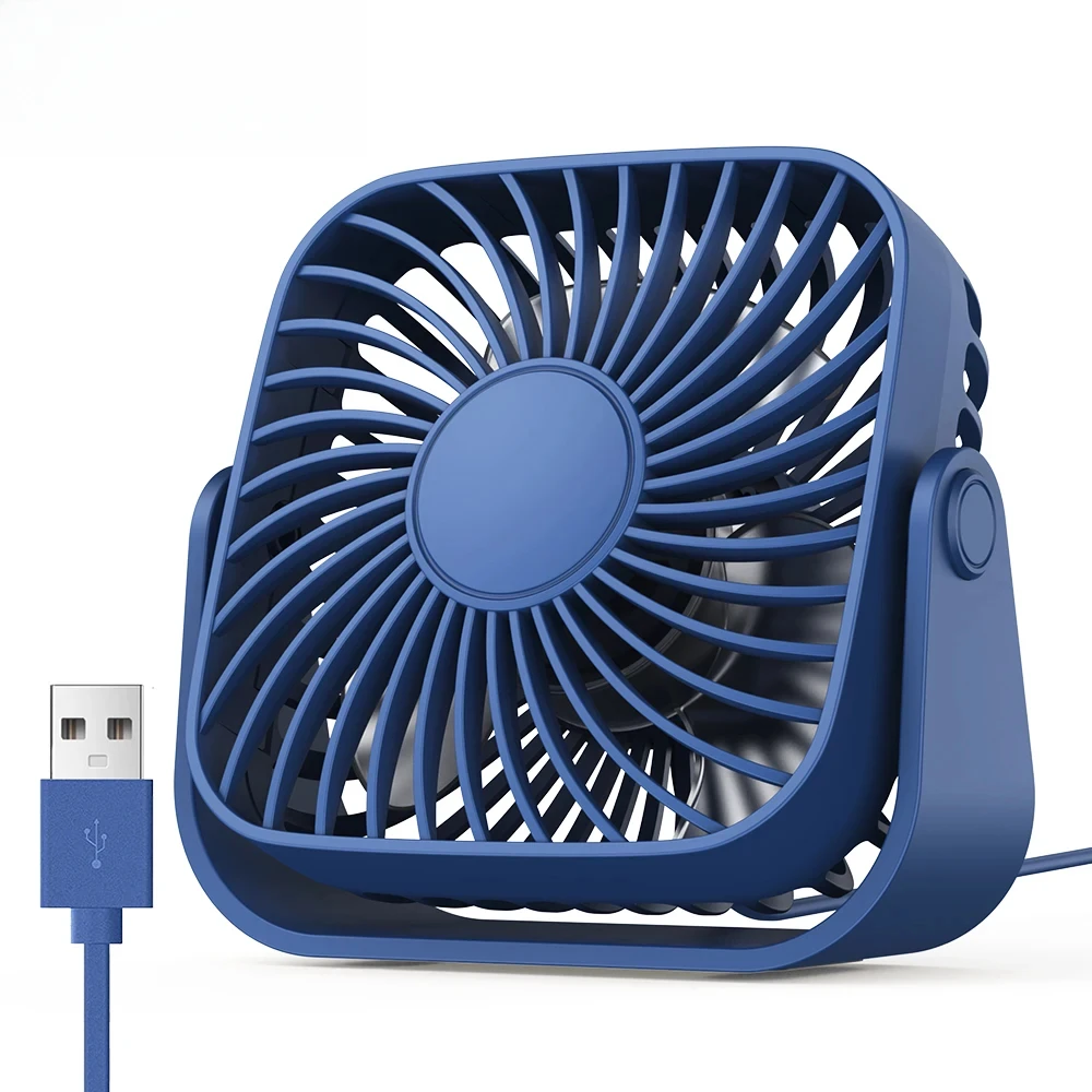 (azul) Mini Ventilador Portátil Usb De Nova Geração Para Camping, Ventilador De Mesa Silencioso Com 3 Velocidades