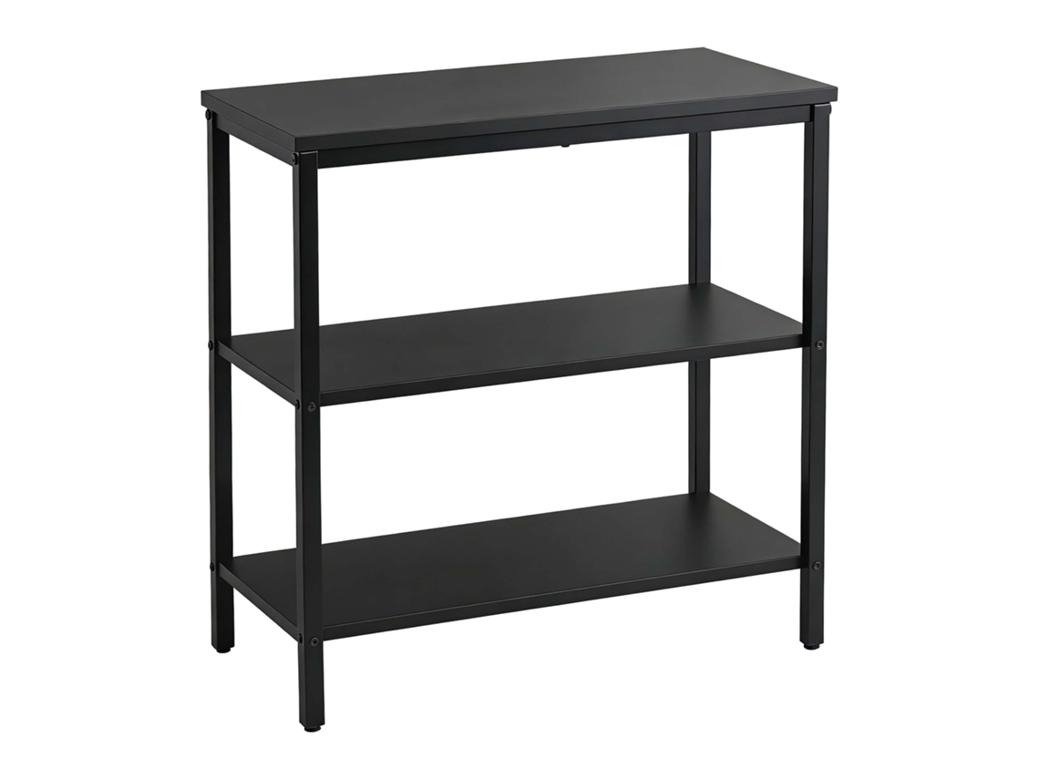 Relaxdays Mesa De Cabeceira, 3 Prateleiras Abertas, A X L X P: 61 X 60 X 30 Cm, Quarto/sala, Preta