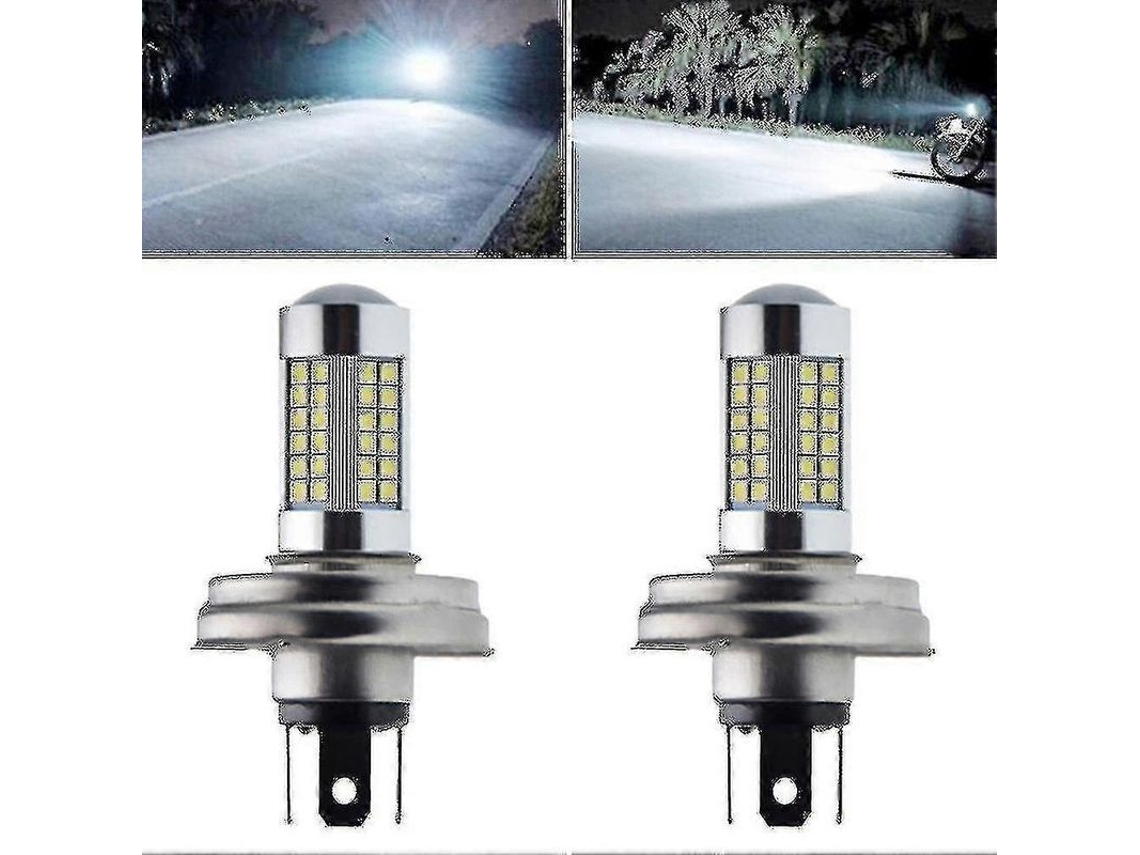 2pcs Lâmpada De Farol Led P45t R2 66smd Para Moto Scooter 6000k 6v 12v Branco 6v