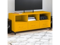 Vidaxl Móvel De Tv 100,5x39x43,5 Cm Aço Amarelo Mostarda