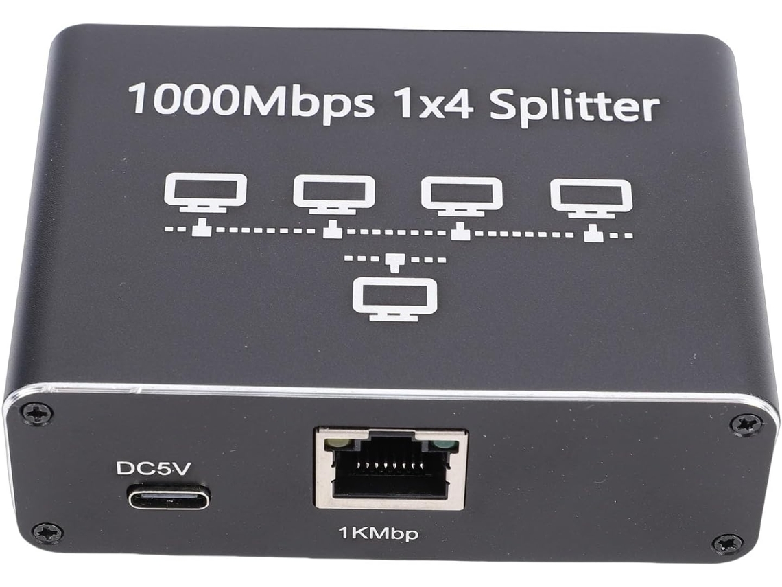Divisor De Rede Gigabit Ethernet Eficiente De 1 Para 4 Para Computador E Roteador.