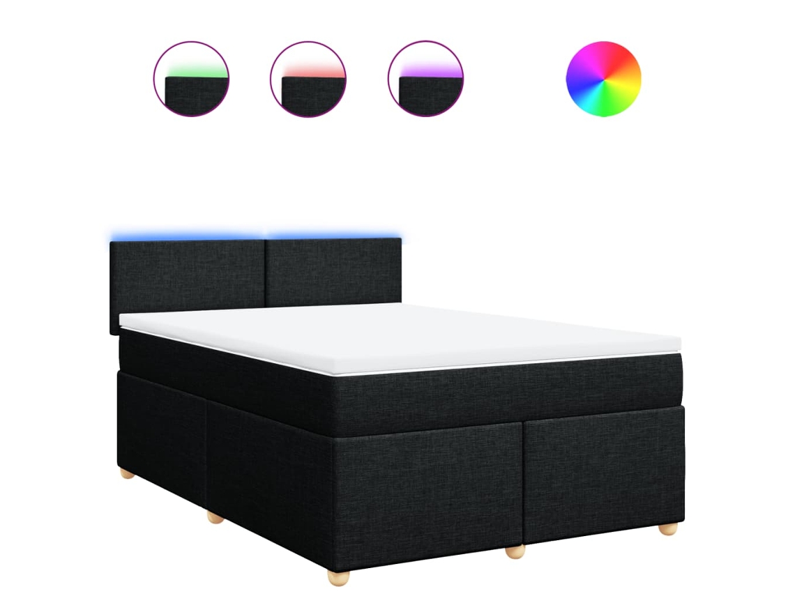 Box Spring Bed, Box Spring Beds Vidaxl Preto Tecido (140 X 190 Cm)