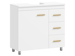 Armário de Banheiro, 3-Níveis Design, Mdf, Aglomerado, Branco -zzz