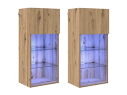 Conjunto 2 Unidades De Armazenamento Vidaxl Castanho Derivados De Madeira (40,5 X 30 X 90 Cm)