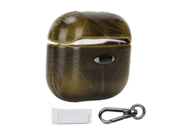 Capa para Fones de Ouvido Capa Portátil para Airpods 3 de Fibra Ultra fina EOOCOO (padrão Vintage Crazy Horse com Carabiner)