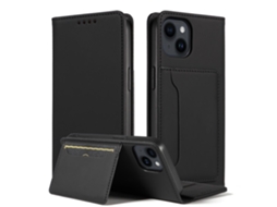 Capa Para Iphone 14 Pele Sintética Magnética Preto