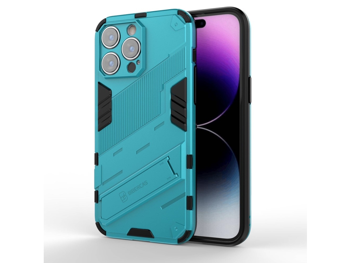 Suporte Casa Para Iphone 14 Pro Max Pele Sintética Azul