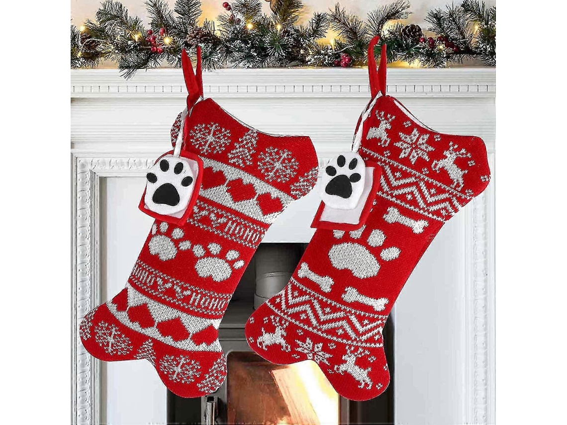 Meias De Cachorro De Natal De Malha Vermelha Olysi Shop