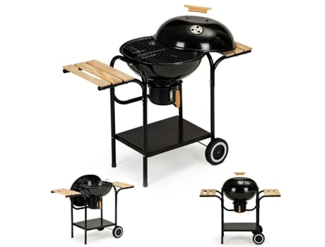 Grelhador de Jardim a Carvão com Tampa e Prateleiras Grelha e Cinzeiro MODERNHOME