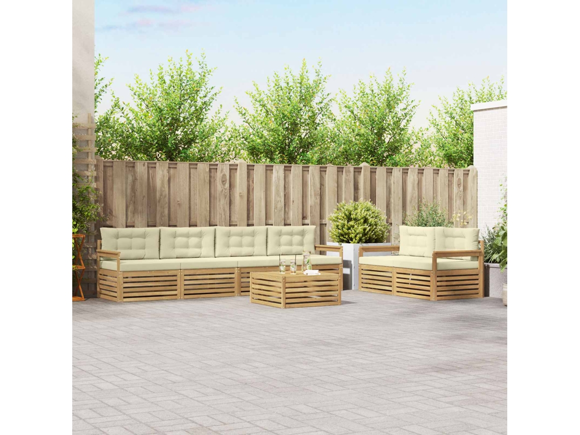 Vidaxl Conjunto De Sofás Para Exterior 7 Unid. Branco E Creme