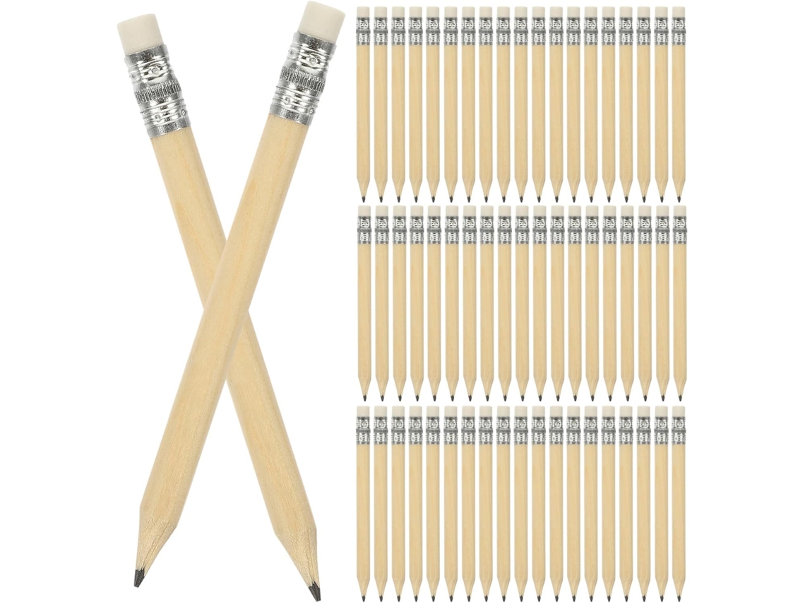 Conjunto de 150 Lápis Golfe Amosfun Hb Pré afiados, Madeira Natural, 10cm, com Borracha Integrada, Mini Ergonô