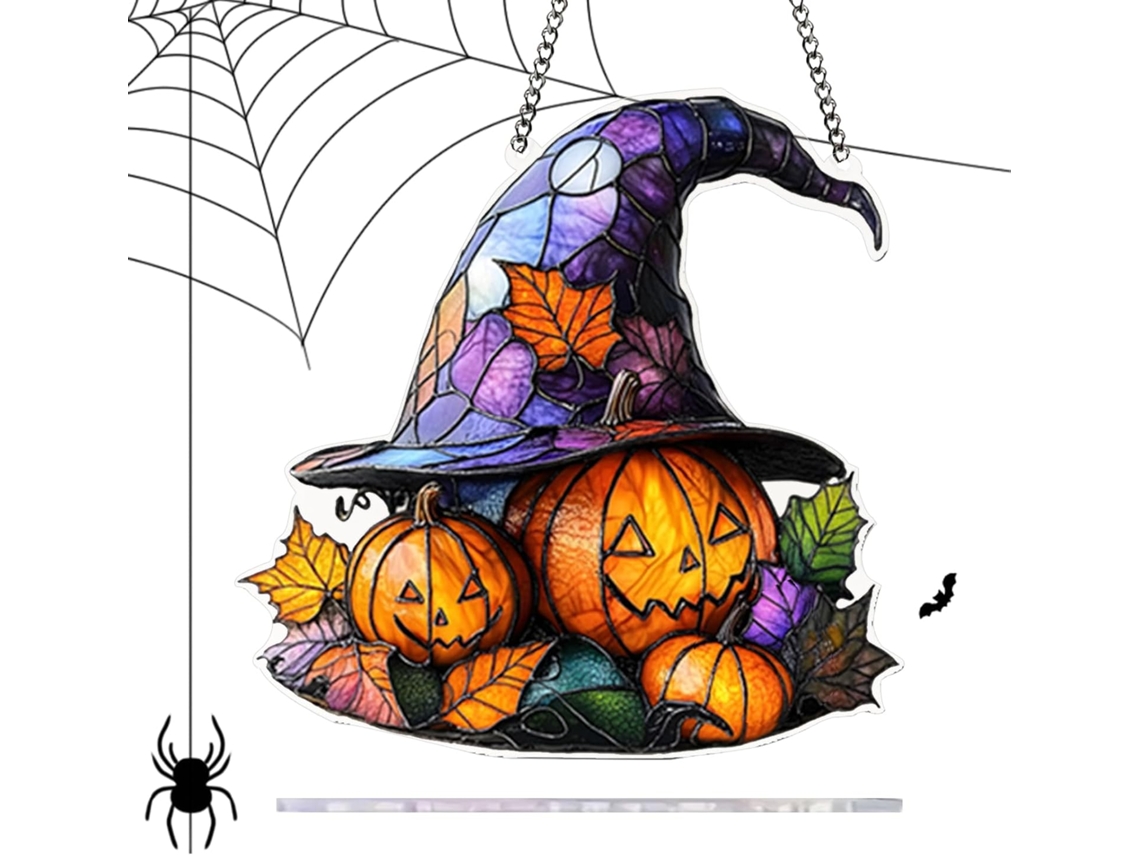 Chapéu de Bruxa Decorativo para Janela Decoração de Halloween com Efeito Vitral, Decoração Festiva 2d para Casa, Portas CHABERLU