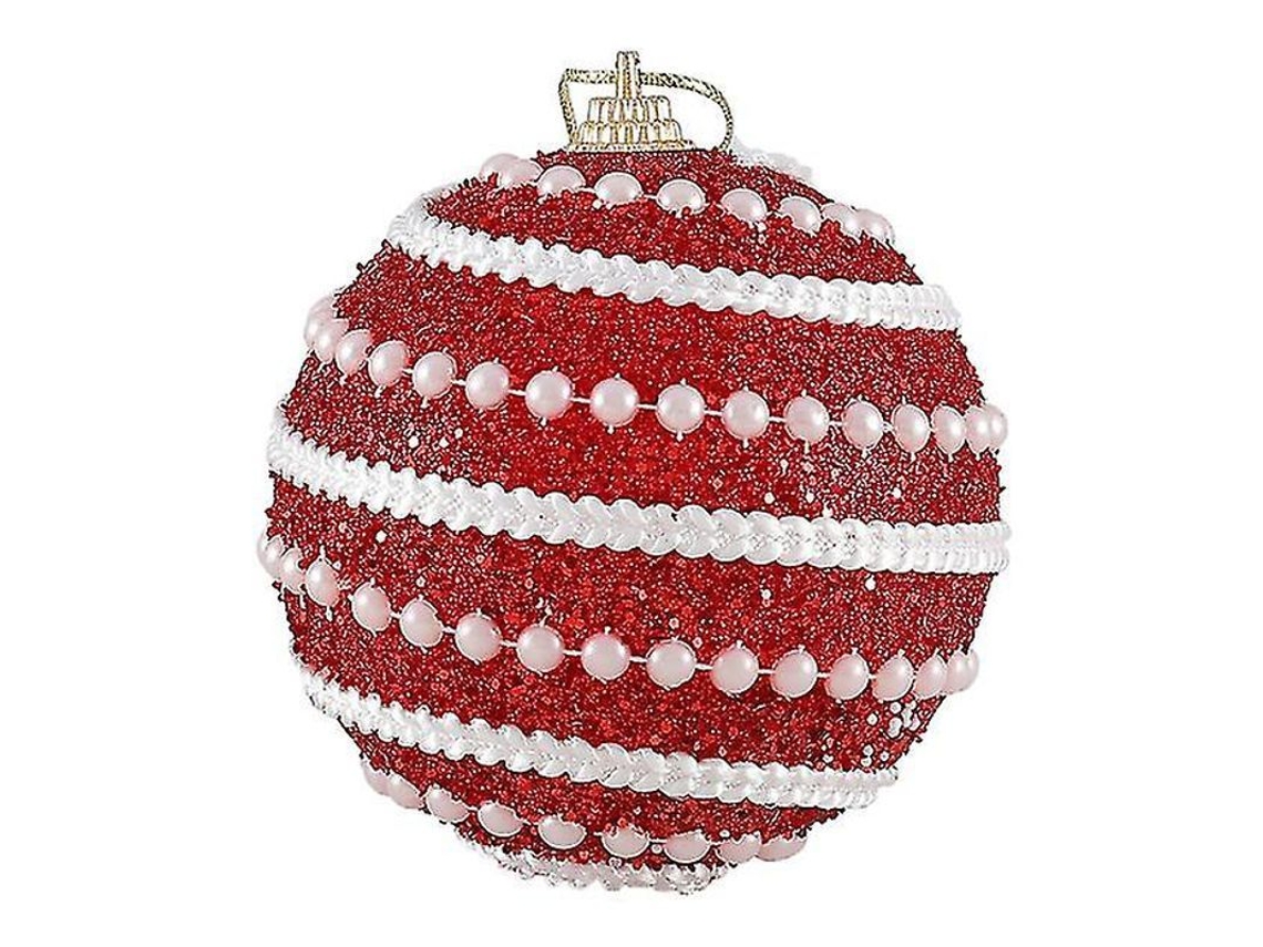 2/4pcs Bolas De Decoração De Natal Com Strass Brilhantes 8cm Para Árvore De Natal E Festa 2023 4 Peças Rojo 3