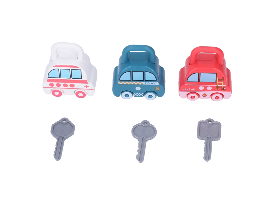 Mali brinquedo Educativo de Fechaduras com Chaves para Crianças Forma de Carro Números e Cores