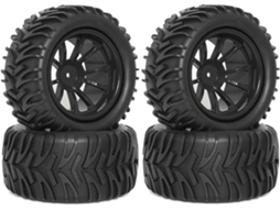 Pneus e Rodas SFUSHOS para Caminhão Rc Escala 1/10 Preto