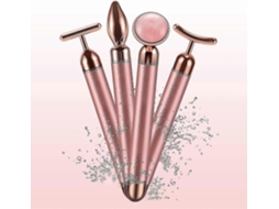 Massageador Facial Elétrico 4 em 1 com Rolos de Jade e Quartzo Rosa para Testa, Bochechas, Pescoço, Braços, Olhos Nar Iz Antirrugas Firmeza D GOKOCO