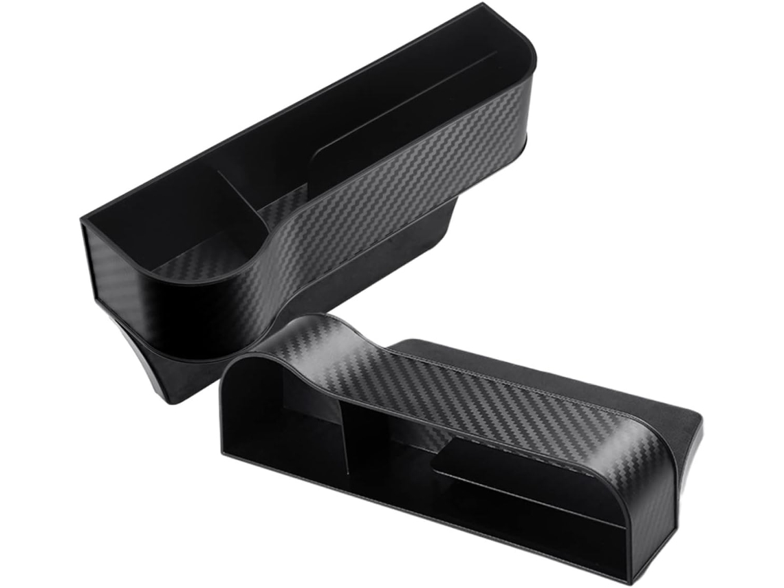 Organizador De Assento De Carro Preto De 2 Peças Com Enchimento Para O Vão Lateral, Fibra, Armazenamento Compacto