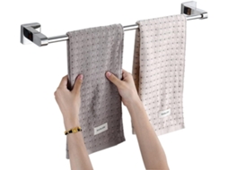 Suporte De Toalha Único Em Aço Inoxidável Parede Para Banheiro E Cozinha Acabamento Prateado Polido 40cm