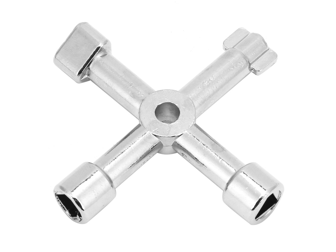Chave De Chave De Chave De Zinco 4 Em 1: Quadrado, Círculo, Triângulo, Cruz (prata)