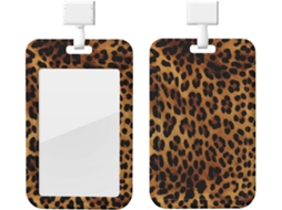 Suporte para Crachá com Cordão, Suporte para Crachá em Plástico Impermeável com Estampa de Leopardo, Crachá Vertical Retrátil