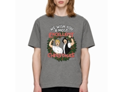 Rockinstone Bill And Ted Excellent Christmas Heather Graphite Adult T-shirt Size:m