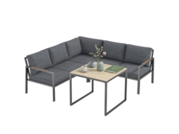 Conjunto Móveis Jardim 3 Peças 5 Pessoas 2 Sofás Mesa Centro Cinza