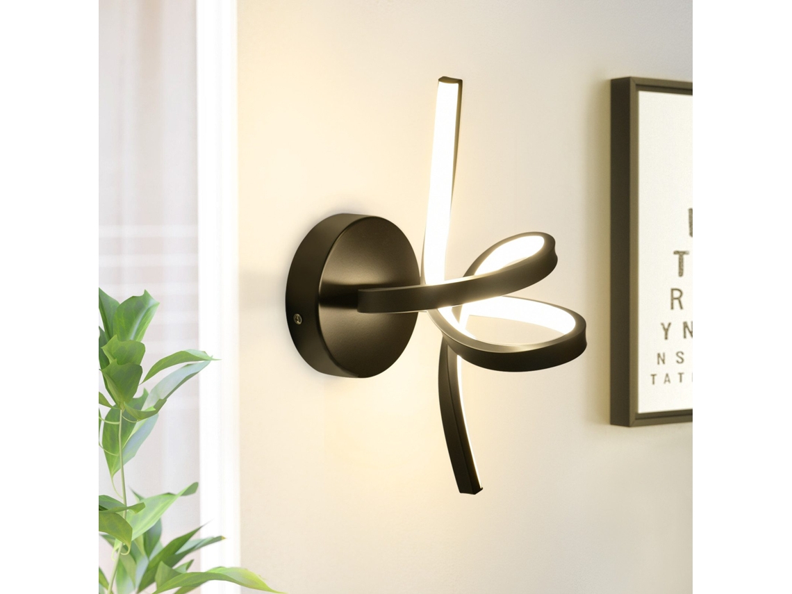 Led Wall Light Preto Interior 7w Branco Quente 3000k Escada Moderna Alumínio Nettlife