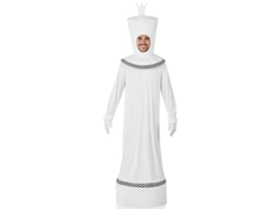 Fato de xadrez duplo rainha e rei branco para adulto