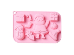 Formas De Silicone Para Confeitaria Com 9 Cavidades, Tema Natalino, Em Formato De Meias De Natal, Boneco De Neve E Árvore, Rosa.