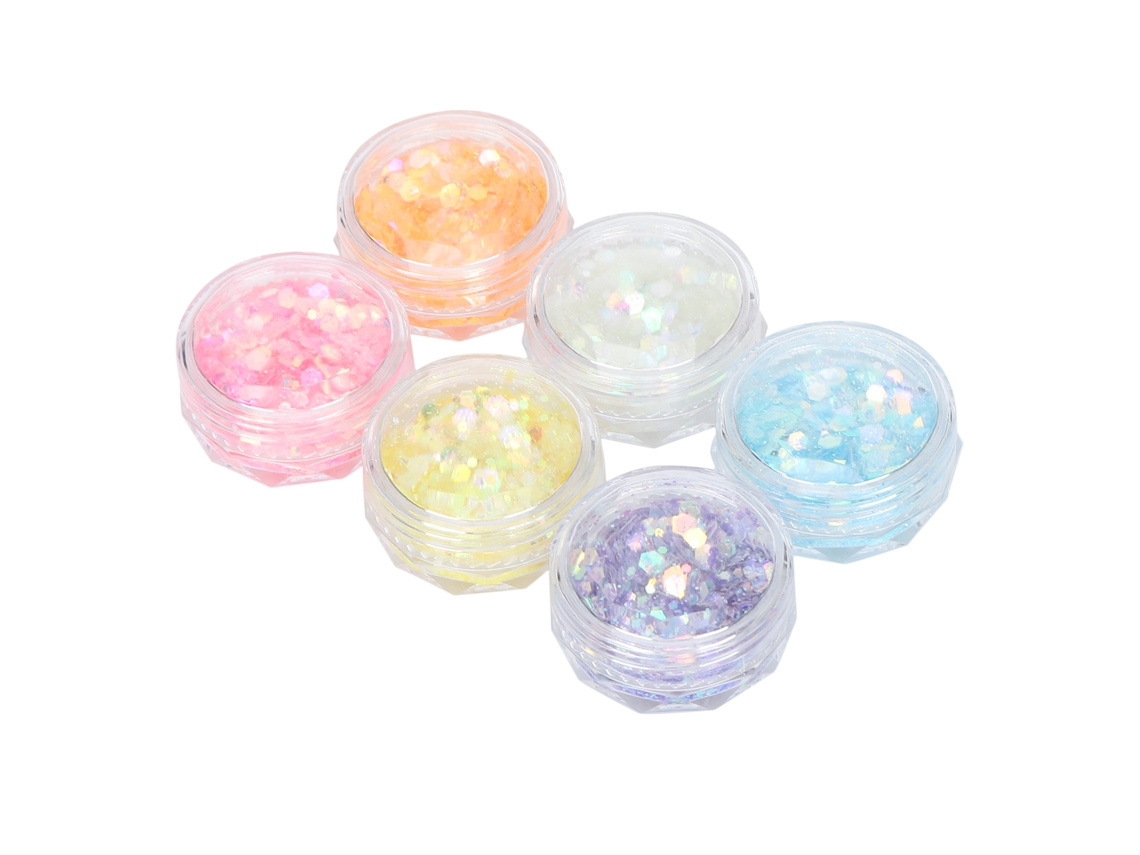 6 Cores De Strass Luminosos Para Unhas Artísticos Diy Decoração Brilhante Ferramenta De Manicure