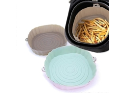 Pot De Silicone Para Air Fryer - Antiaderente, Lavável Na Máquina E Ajustável Para Cestos Redondos Verde